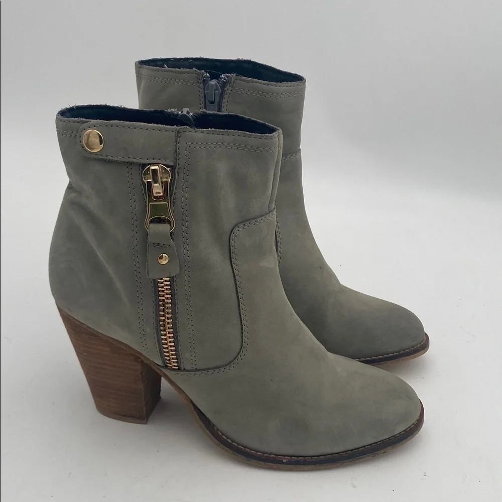 Aldo Gray Ankle Boots with Wooden Heel women 9 leather suede casual festival Y2K